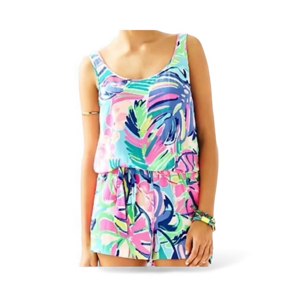 Lilly Pulitzer Rina Romper in the Multi Exotic Garden print- Size XXS